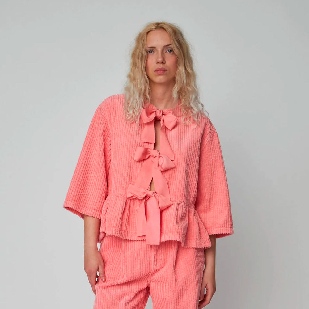 Stella Nova Corduroy Bow Blouse Amazing Pink