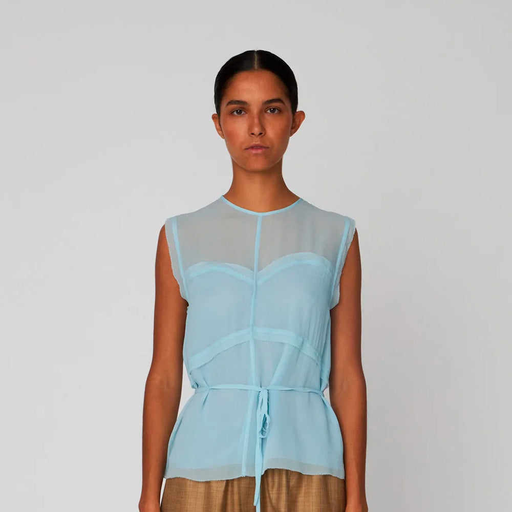 Stella Nova Delicate Crepe Chiffon Top Clear Blue