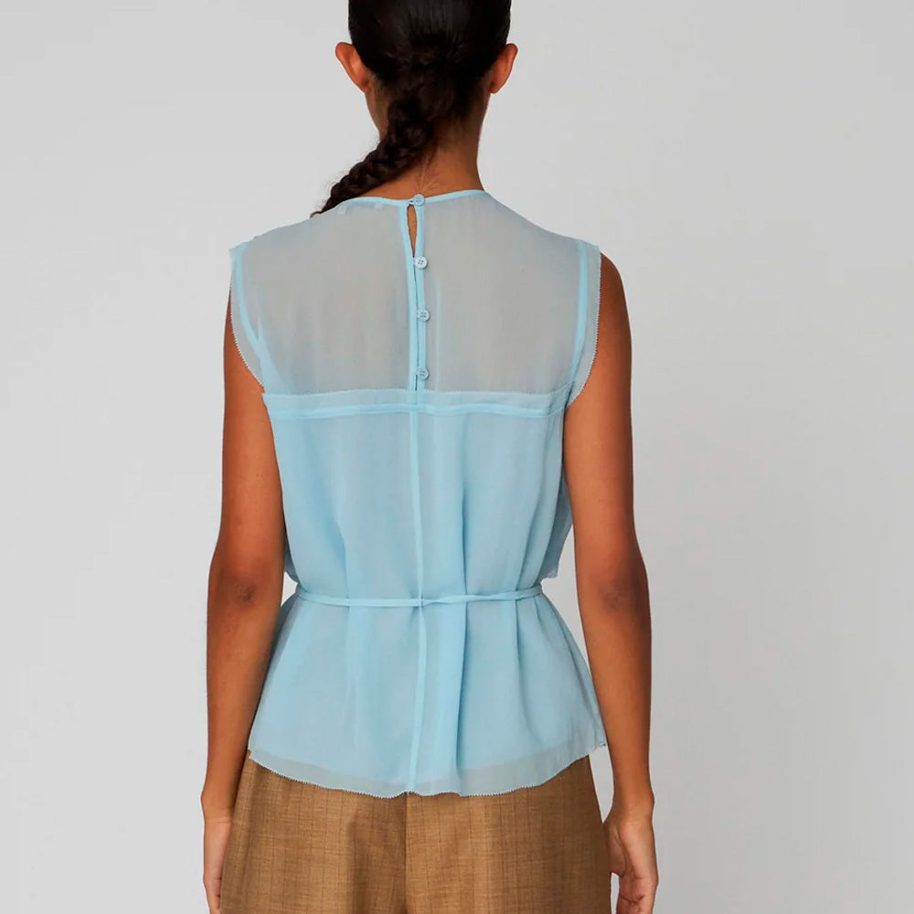 Stella Nova Delicate Crepe Chiffon Top Clear Blue