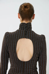Stella Nova Striped Lurex Jersey bluse med åben ryg