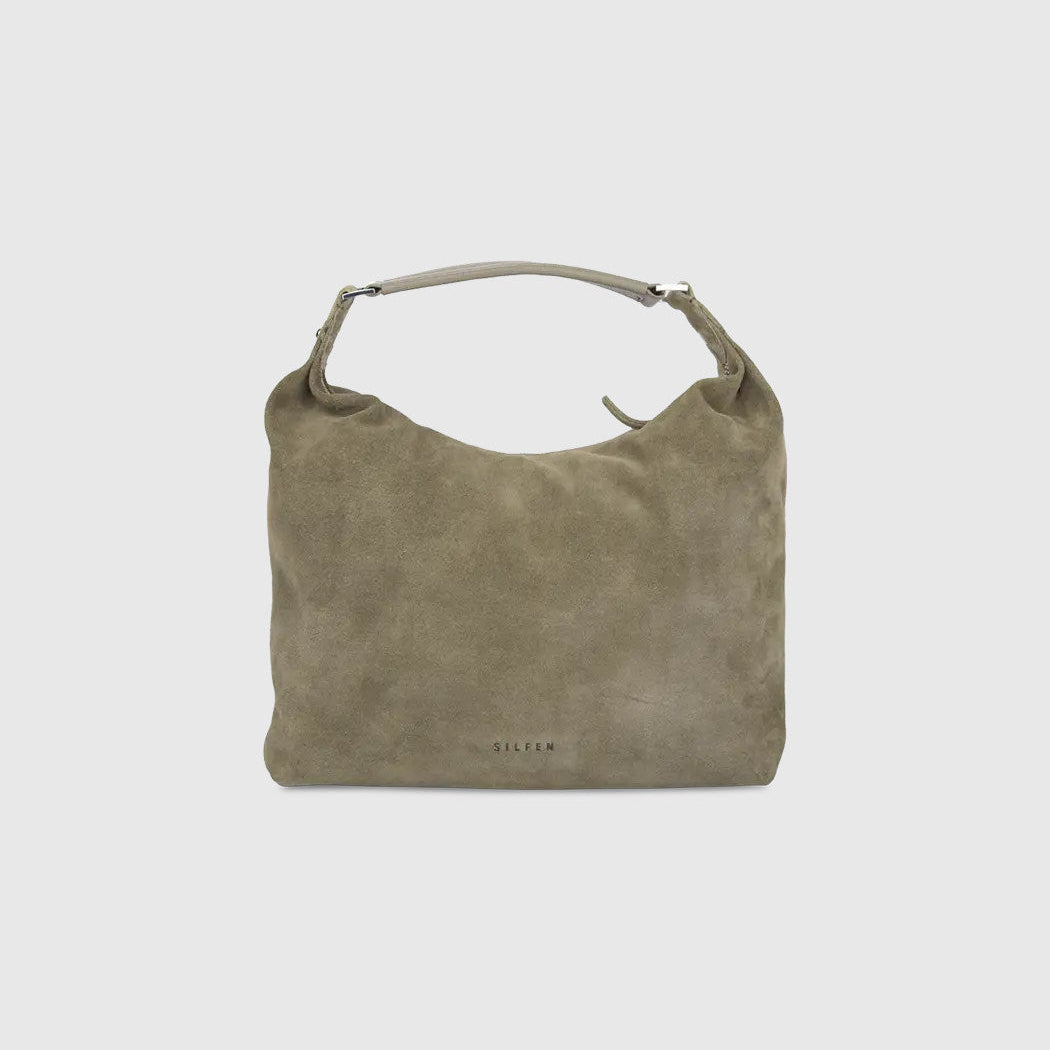 Silfen Paula Skuldertaske i Taupe ruskind