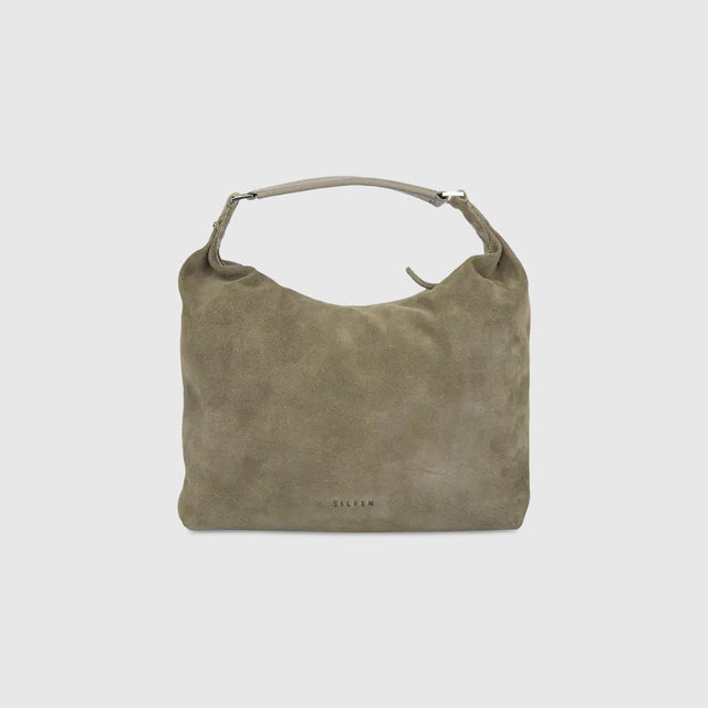 Silfen Paula Skuldertaske i Taupe ruskind