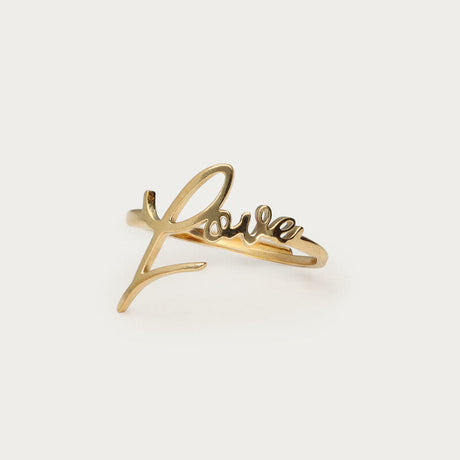 My Jewellery justerbar ring i forgyldt rustfrit stål med håndskrevet 'love'-tekst
