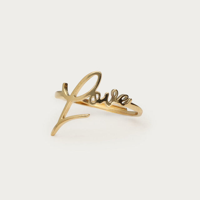 My Jewellery justerbar ring i forgyldt rustfrit stål med håndskrevet 'love'-tekst