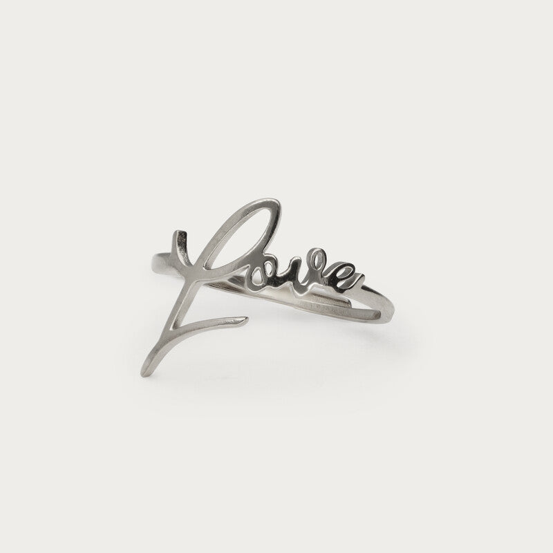 My Jewellery justerbar ring i rustfrit stål med håndskrevet 'love'-tekst