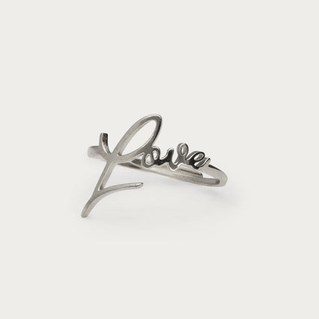 My Jewellery justerbar ring i rustfrit stål med håndskrevet 'love'-tekst