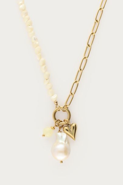 Botanical chain necklace with yellow beads and charms