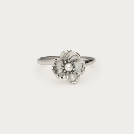 My Jewellery ring med valmueblomst i sølv