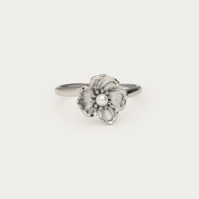 My Jewellery ring med valmueblomst i sølv