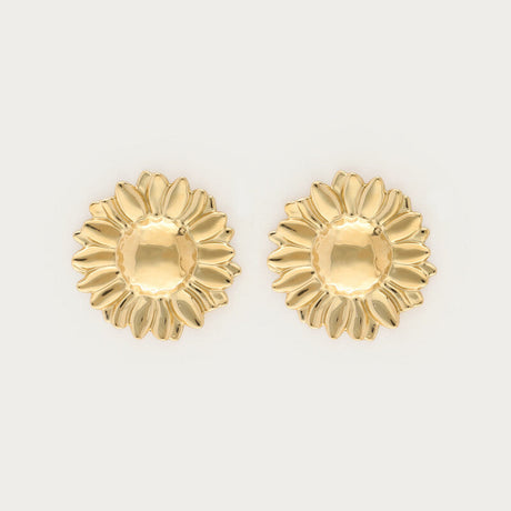 Forgyldte statement-ørestikker med solsikke fra My Jewellery