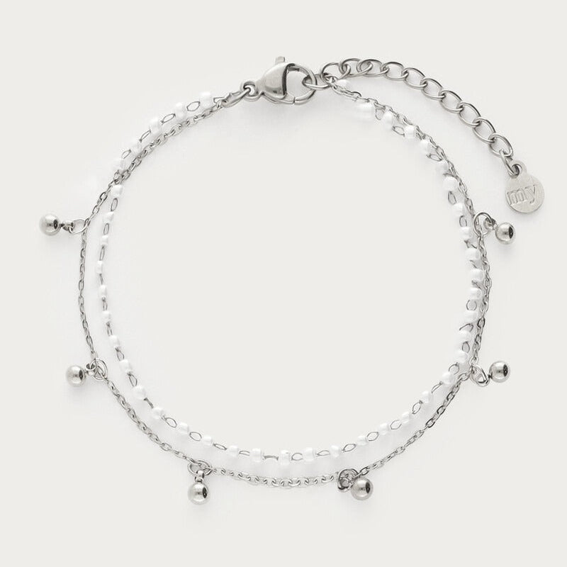 Sølv dobbelt armbånd med prikker og mini-perler fra My Jewellery