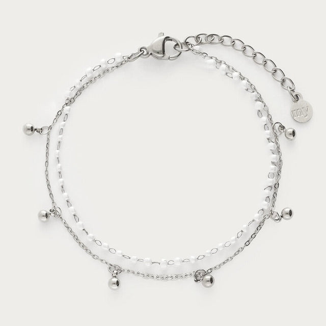 Sølv dobbelt armbånd med prikker og mini-perler fra My Jewellery