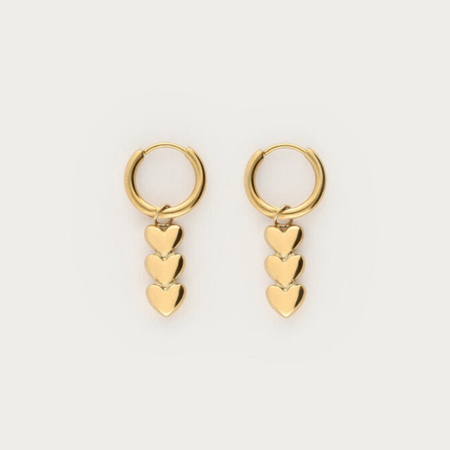 My Jewellery hoops med tre hjerter - guld