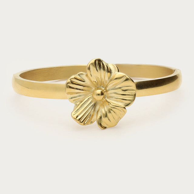 My Jewellery bangle-armbånd med blomst, forgyldt