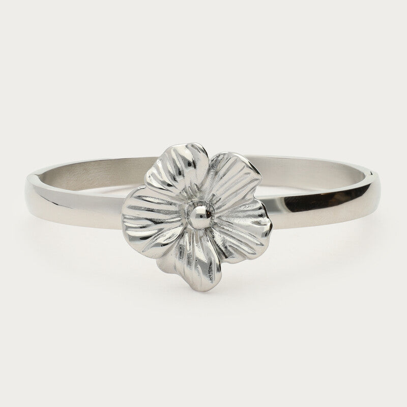 My Jewellery bangle-armbånd med blomst i sølv