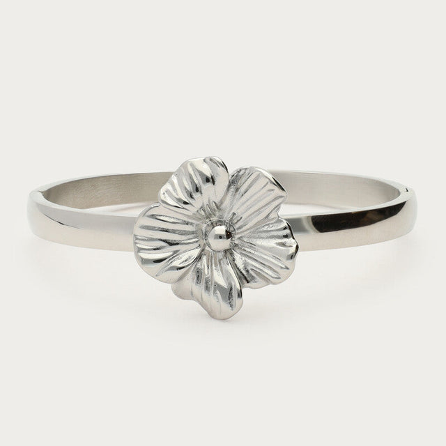 My Jewellery bangle-armbånd med blomst i sølv