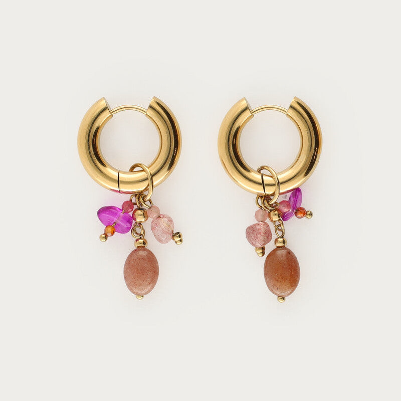 My Jewellery Hoops Med Pink Sten - Guld