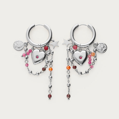 Sølv hoop-øreringe med hjerte og perler fra My Jewellery Starry Nights