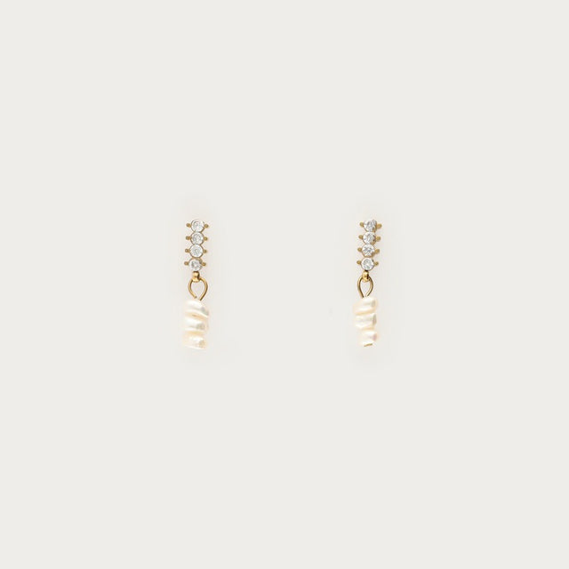 My Jewellery ørestikker med strass og ferskvandsperle, forgyldt