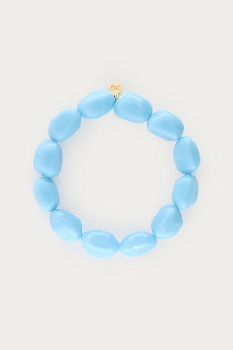 Tropical blue elastic beaded bracelet