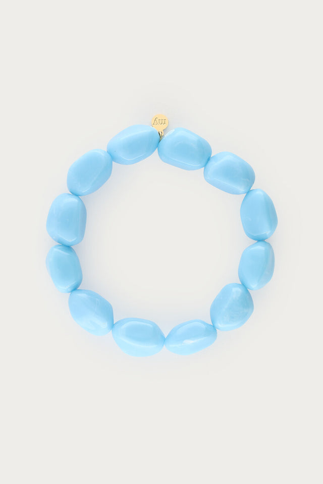 Tropical blue elastic beaded bracelet