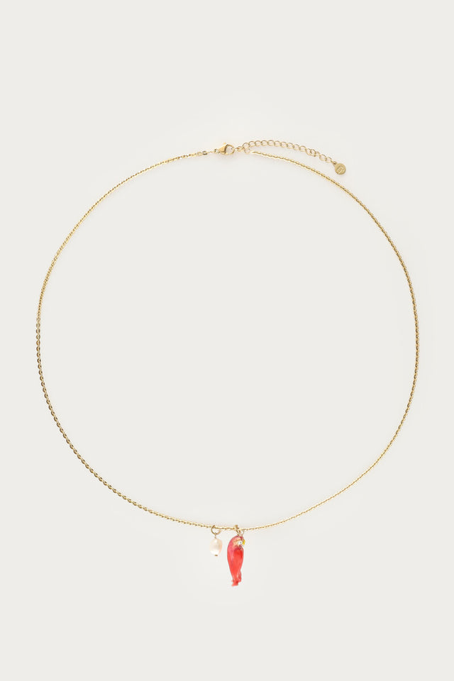 Tropical necklace with parrot