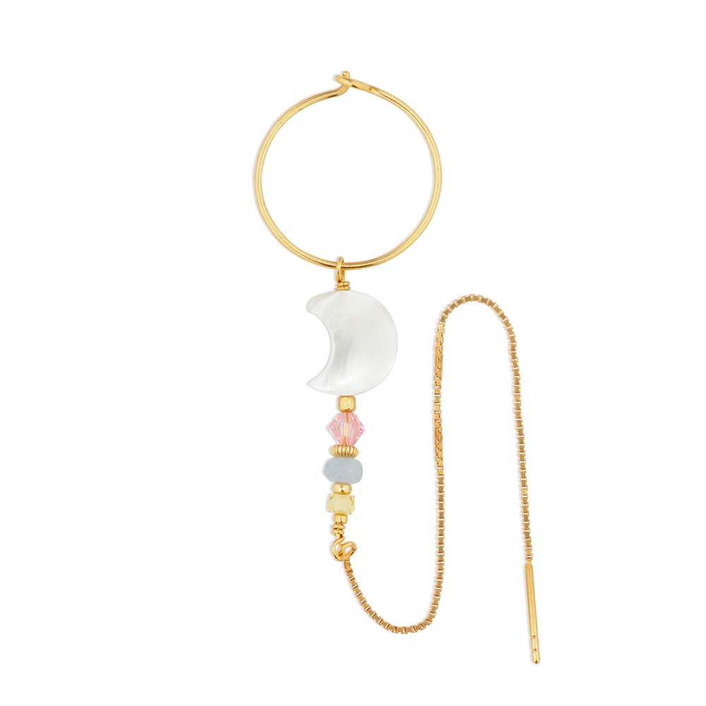 BY THIIM Ørering Moon Crystal String Hoop Kæde