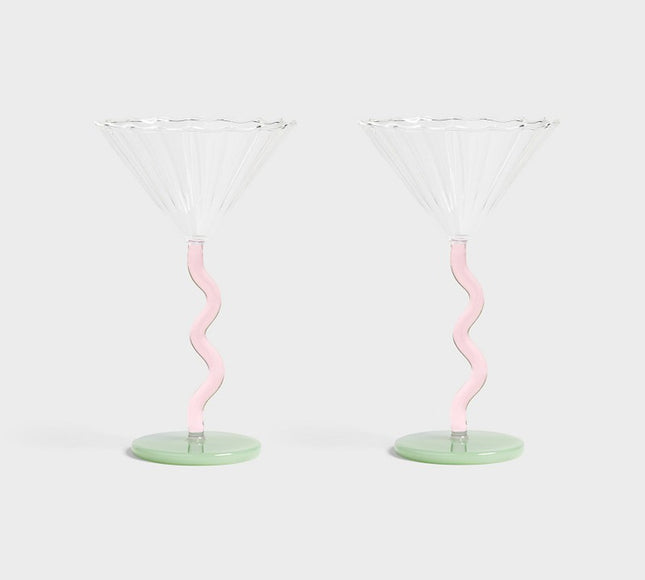 &Klevering Coupe Curve Pink Set of 2 Cocktailglas Glas