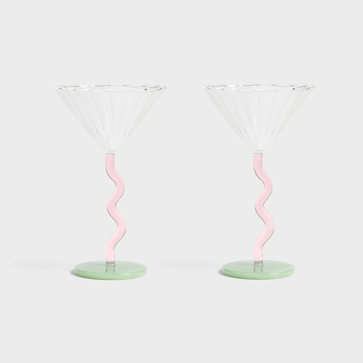 &Klevering Coupe Curve Pink Set of 2 Cocktailglas Glas