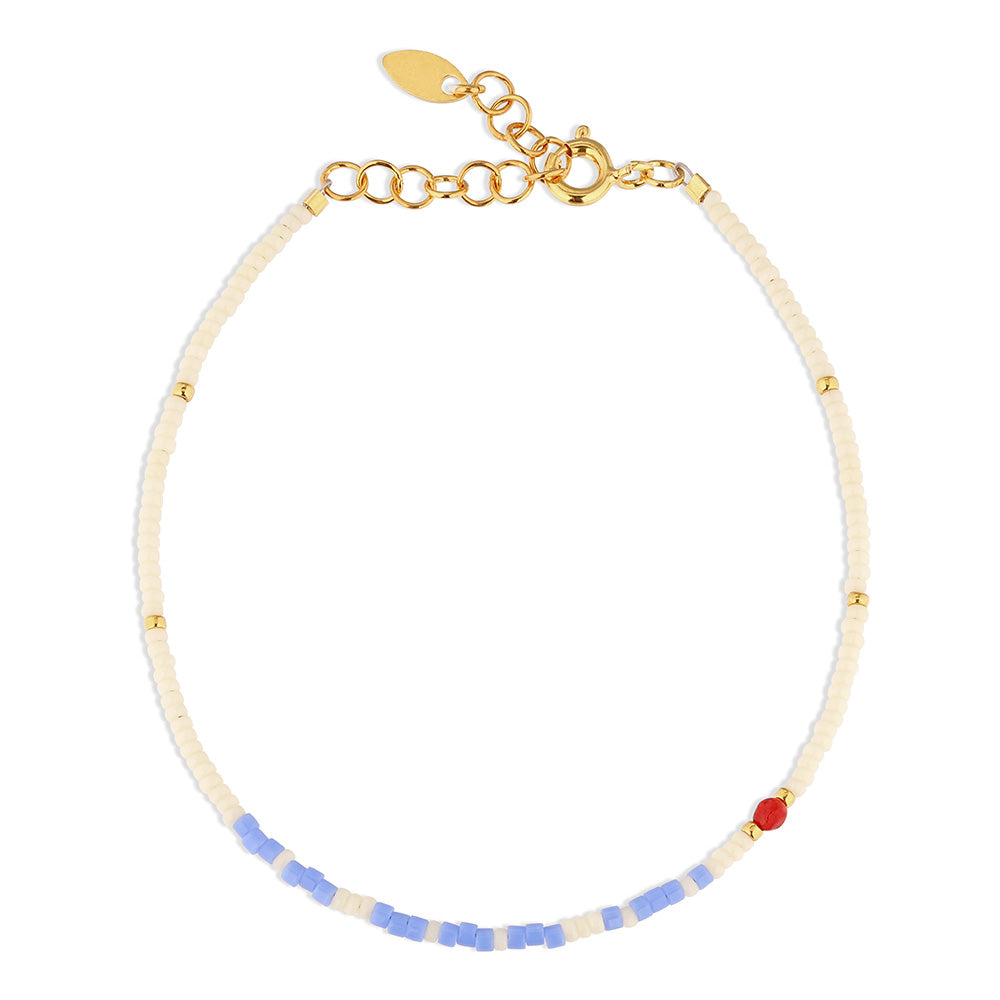 BY THIIM Perlearmbånd Gemte Tanker Morsekode - Mor (himmelblå)