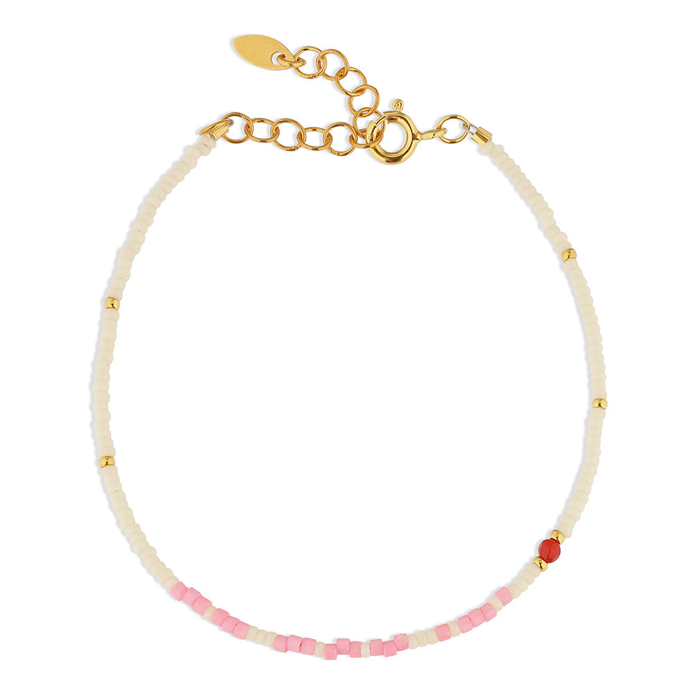 BY THIIM Perlearmbånd Gemte Tanker Morsekode - Mor (lyserød)