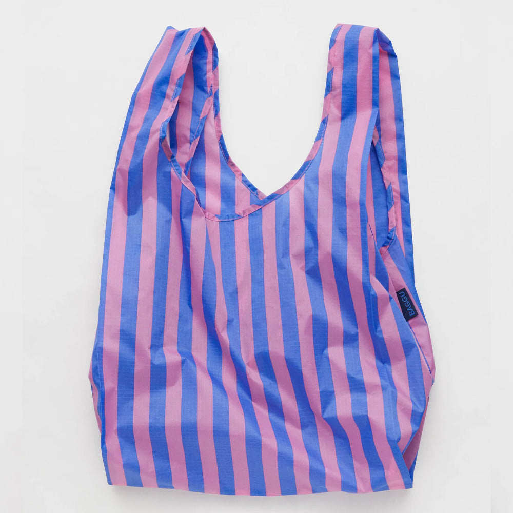 Baggu Standard Indkøbsnet Blue Pink Awning Stripe